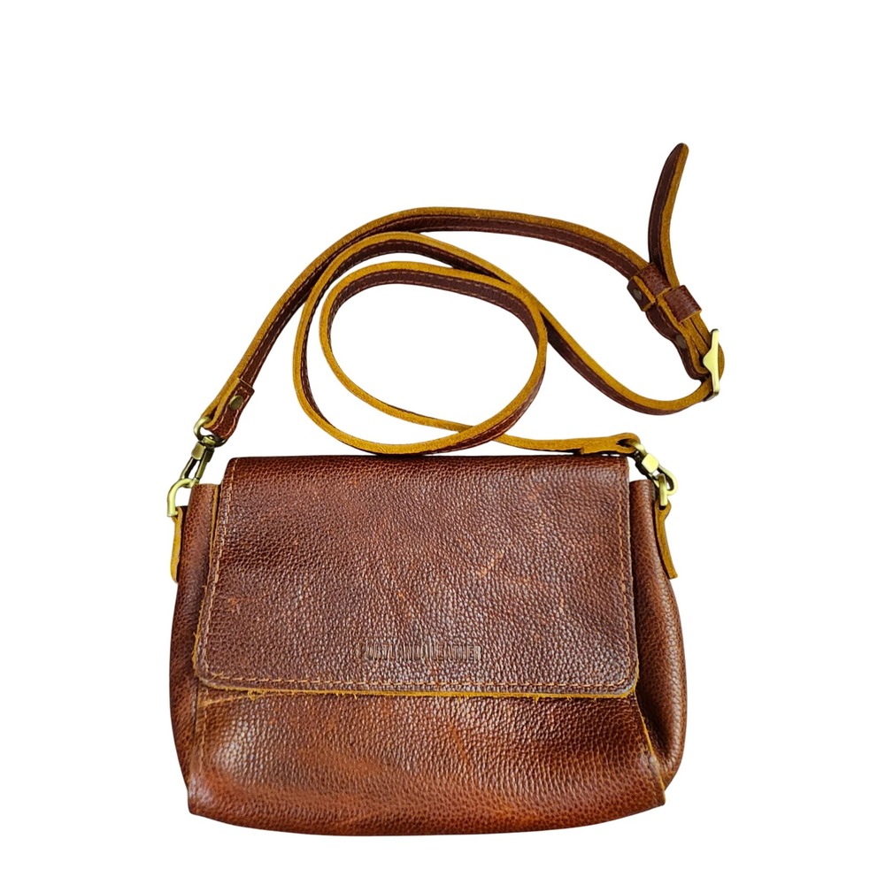 Portland Leather Goods Brown Pebbled Leather Crossbody Bag Artisan Made Small - Picture 3 of 13